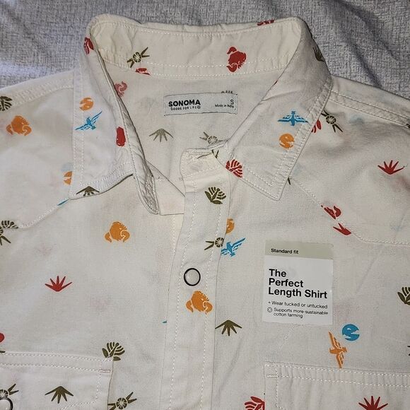 Sonoma Goods For Life Short-Sleeve Perfect Length Button-Down Shirt Size S - Picture 5 of 5